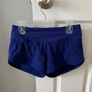 lululemon dark blue speed up shorts